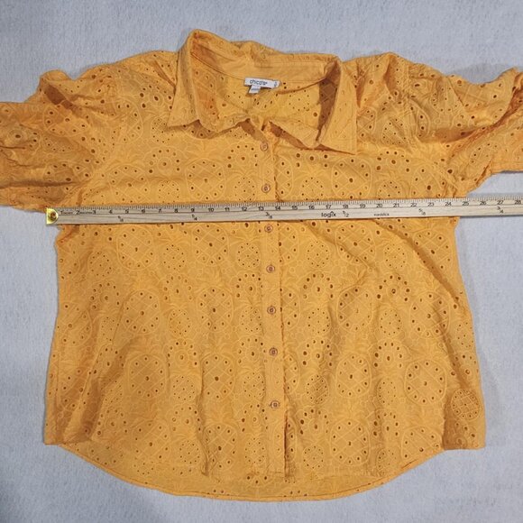 Chico’s Eyelet Pineapple Button Down Top Size 4, US size 20 - Picture 5 of 13